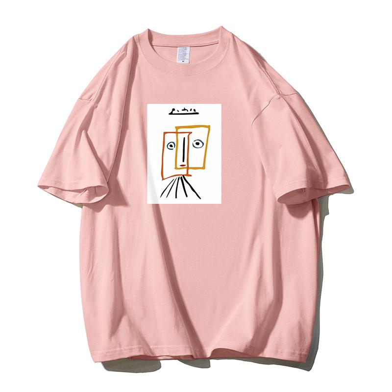 Shellsuning футболка с мультяшным принтом женская летняя модная повседневная простая простая футболка с коротким рукавом из 100% хлопка мягкие футболки женские негабаритные базовые топы для пар