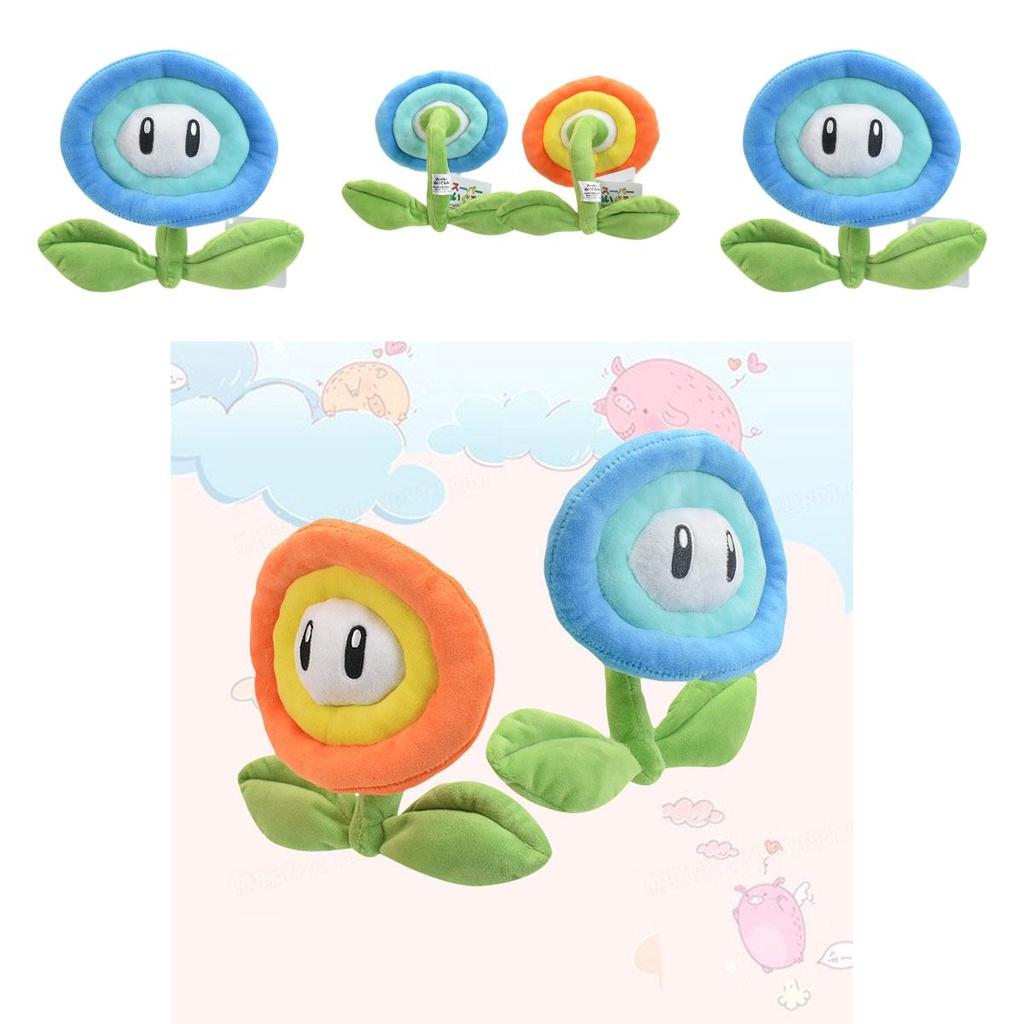 Mario Plush Toy With Realistic Orange Flames And Blue Ice Sunflowers 18cm