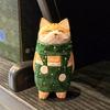 Рождественские украшения Деревянная скульптура пары котят Декор для дома Ручная работа Резьба по дереву Котята Украшения Маленькие животные