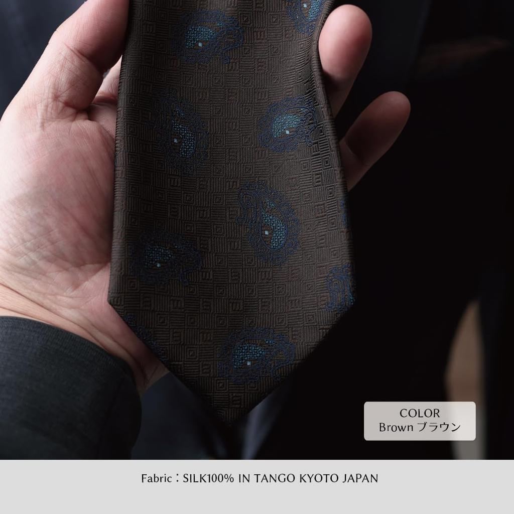 [Y&TAILOR] Галстук, Сделано в Киото, Сделано в Танго, Крупный Узор, Квадратный, Мелкий Узор, Серия с Пейсли-плетением, 100% Шелк, Высококачественный, Сделано в Японии,