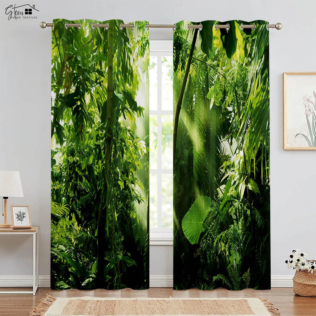 Лесные 3D-шторы с принтом пейзаж зеленый солнечный кленовый лист природа жизненная сила B&B отель спальня гостиная шторы 2 шт.