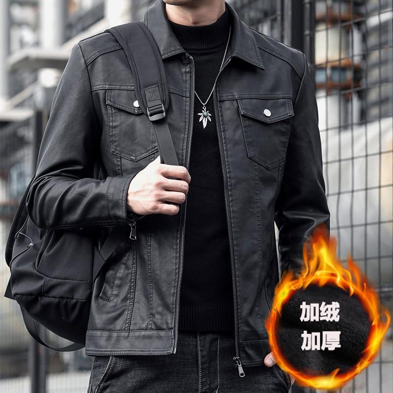 Plus Size Mens PU Leather Jacket Fleece Lined Warm Casual Biker Coat Winter