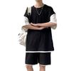 Мужской модный летний спортивный костюм High Street: Повседневный комплект из двух частей с короткими рукавами и свободными шортами (2023)