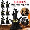 1-10 шт. Хэллоуин Светодиодная Статуя Дерева с Лицом Призрака на БатарейкахЖуткая Статуя Демона Дерева Настольная Фигурка с Лицом из Коры для Внутреннего и Наружного Использования
