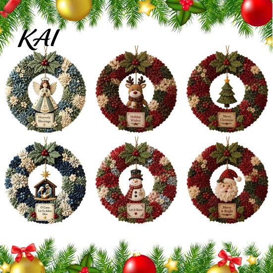 Tree Poke Art Wreath DIY Christmas Kit, 3D Fabric Santa Snowman Elk Xmas Party Set, Holiday Front Door Decor Crafts Beginner Friendly