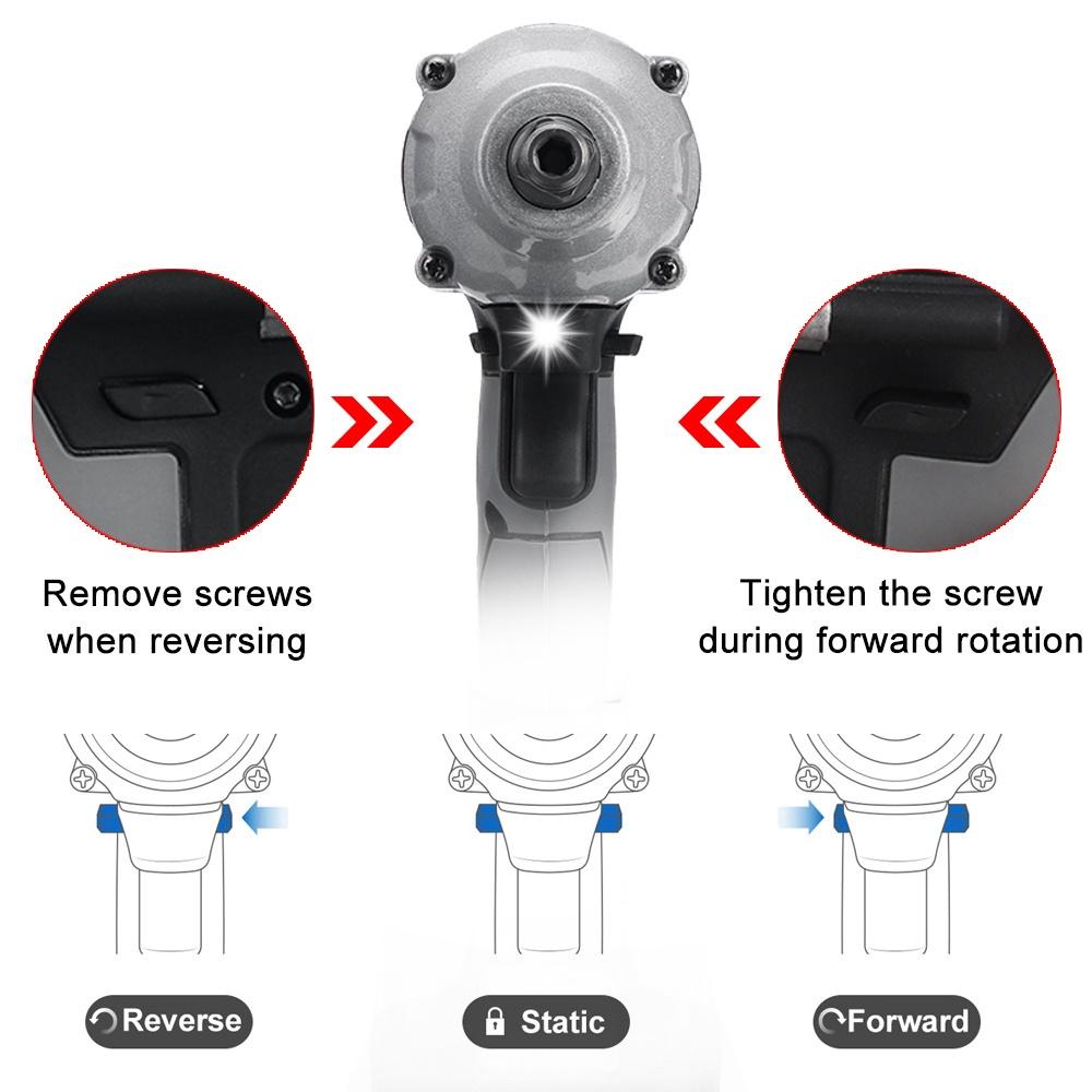 800 Н·м 388VF Бесщеточный электрический ударный гайковерт Аккумуляторный 1/2 квадратный Беспроводной гайковерт Электроинструменты для аккумулятора 18 В