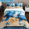 Ocean Love Turtles 3pcs Bedding,Including 1pc Duvet Cover And 2pcs Pillowcases Perfect for Christmas,Ideal for Bedroom, Dormitory