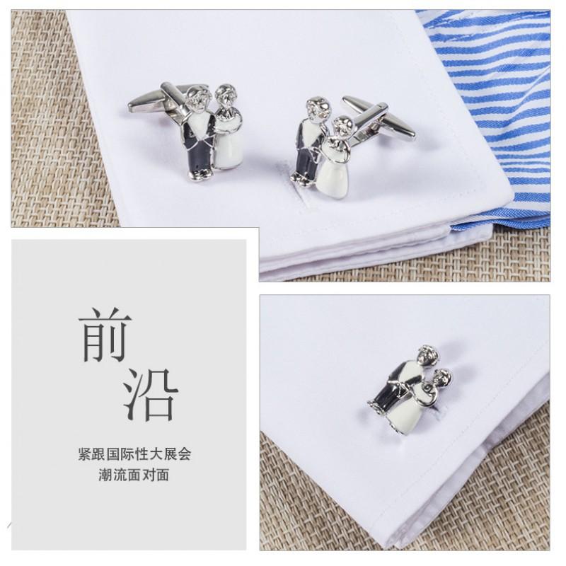 Couple Wedding Paint Plated Silver Metal Copper Cufflinks Men's French