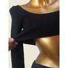 American Sexy Crop Top Sexy Base Shirt Low Round Neck Silm Early Autumn Inner Wear Pullover Short Knitwear