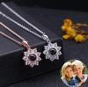 "Я люблю тебя" на 100 языках Фото-кулон Ожерелье - Серебро 925 пробы Циркон Цветок Ключица Цепочка