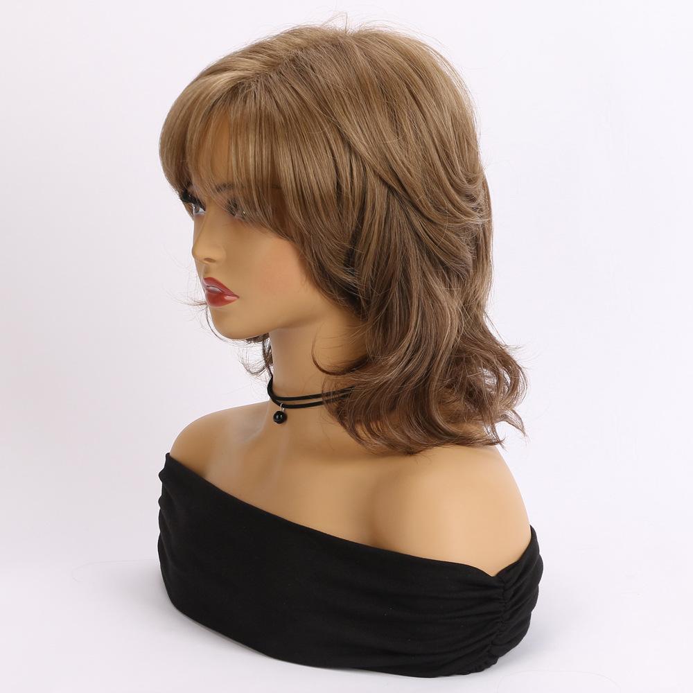 Парик женский термостойкий с кружевом спереди в европейском и американском стиле, модный, для ежедневного использования, натуральный, короткий, вьющийся, синтетический, коричневый парик