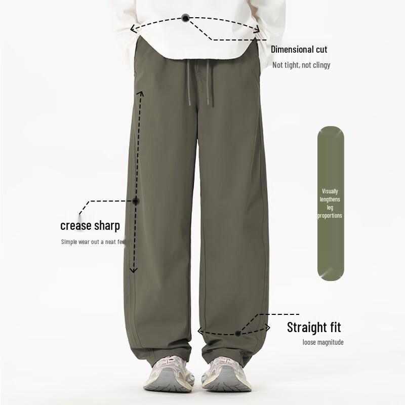 MINISO Men's Cleanfit Trendy Loose Fit Curved Leg Pants