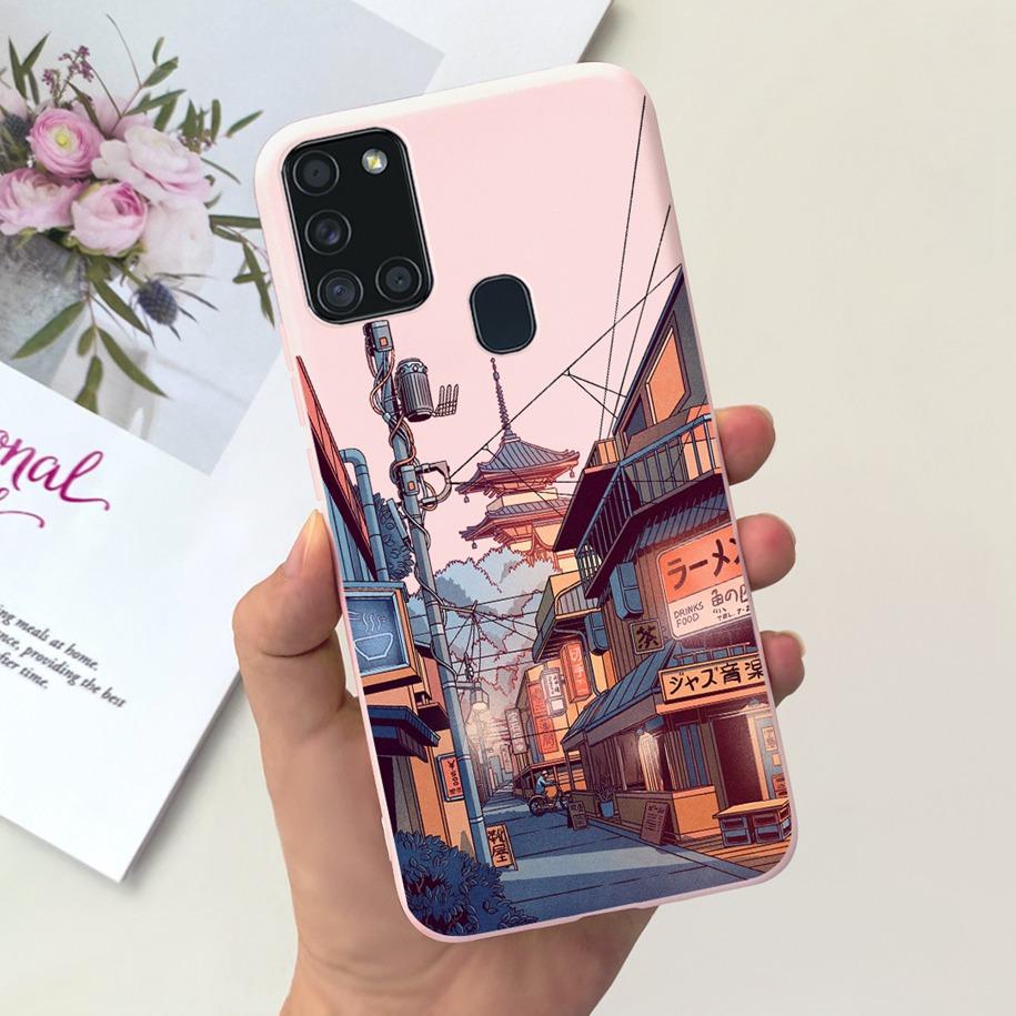 Чехол для Samsung A21S SM-A217F A 21S Задняя крышка Модный Цветочный Мультяшный Мягкий Силиконовый ТПУ Чехол для Телефона Для Samsung Galaxy A21s Capa