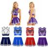 Women Adult Cheerleading Cosplay Costume 2Pcs Crop Top with Mini Pleated Skirt Set Role Play Outfits