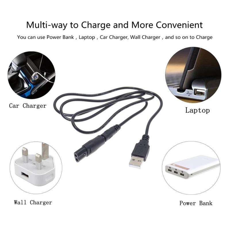 8 шт. Универсальный адаптер для бритв с USB-кабелем, шнуром, разъемом DC5521, адаптером, зарядными головками, конверторами для зарядки бритв