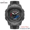 NORTH EDGE Mars 3 Men's Watch Digital Carbon Fiber Case for Man Waterproof 50M Outdoor Sports Watches World Time LED Wristwatch