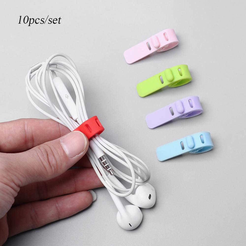 10 шт. Мягкий держатель для хранения наушников, сматывающее устройство для кабеля наушников, зажим для шнура, стяжка для USB-провода