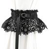 Women Party Belt Tie-up Clothes Matching Metal Hoops Wide Wedding Party Lace Belt Waist Decor Strap