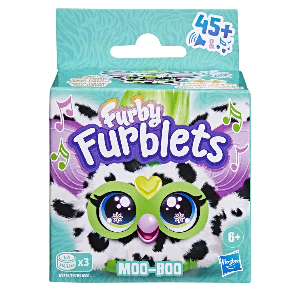 Hasbro Furby Furblets Мини-Друг Электронная Плюшевая Игрушка Корова Черно-Белый Фёрбиш Музыкальный G1779 Мелло-Ли