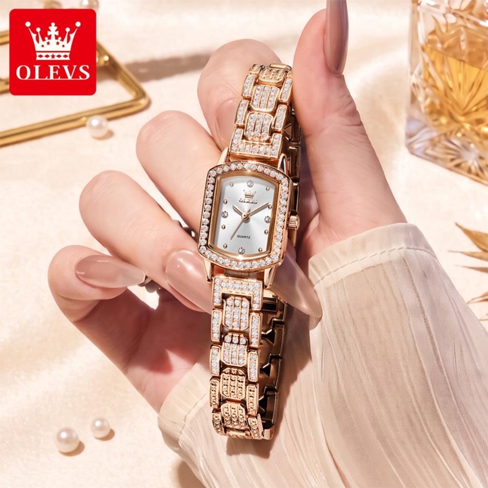 OLEVS Womens Watches Luxury Square Quartz Watch Women Diamond Dial Wristwatch Waterproof Elegant Fashion Relogio Reloj 7142