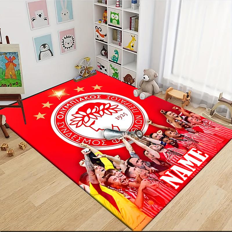 Custom Name Olympiacos Champions Celebration Carpet Rug Customizable Soft Washable Anti-Slip Home Living Room Sofa Mats Personalized Rug. 0909217