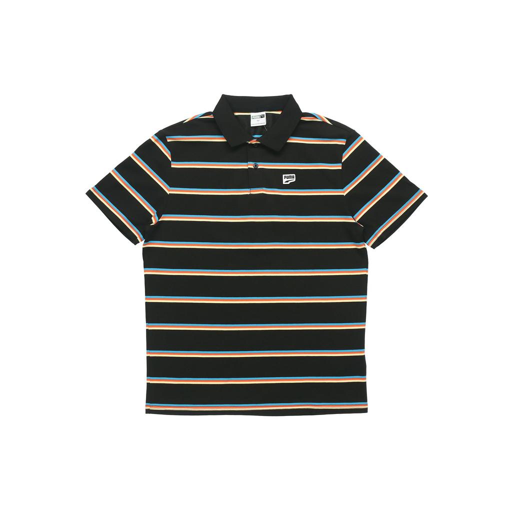 Puma Casual Sports Breathable Striped Short Sleeve Polo Shirt Men Tops Black 599781-01