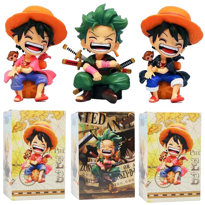 Аниме-периферия серия ONE PIECE Луффи Зоро Санджи Q-версия сидячая поза детская модель фигурка игрушка подарок коллекционные