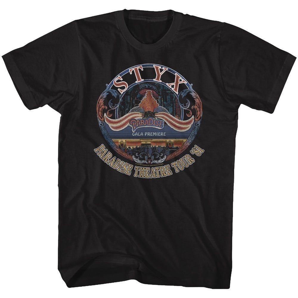 STYX T-SHIRT Mens New MUSIC OFFICIAL ParadiseTour 039;81 100% BLACK Cotton SM- 5XL Unisex T-Shirt