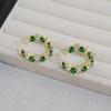 Personalized White-Green Zircon C-Ring Earrings, Fashionable Temperament Earrings, Unique Earrings