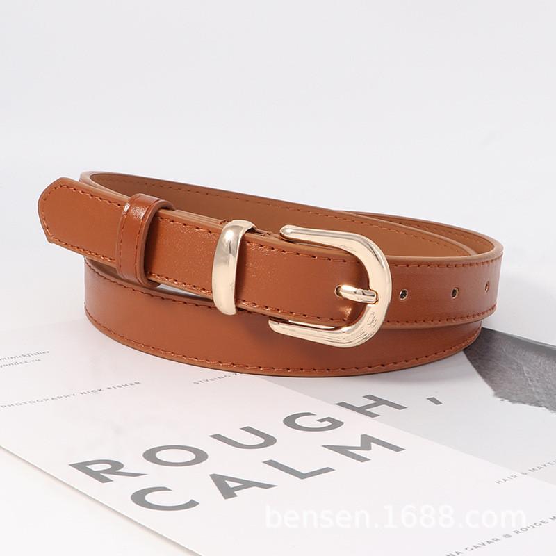 Womens Pu Leather Belt With Metal Pin Closure For Trendy And Versatile Looks