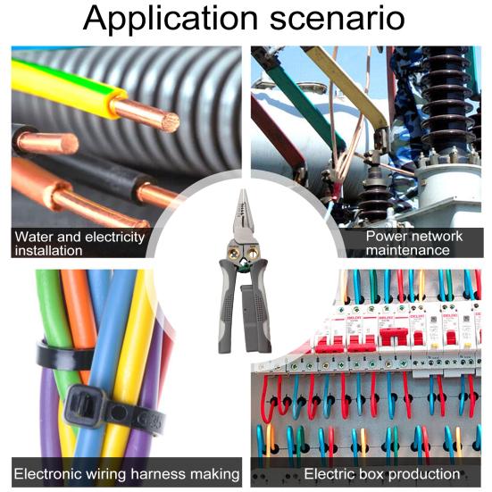 8-in-1 Wire Stripper Handle Ergonomic Design with Voltage Tester Non-Slip Multi-function Electric Wire Cutter