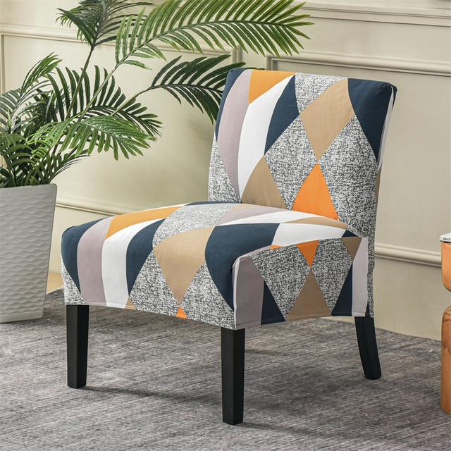 Christmas Print Accent Armless Chair Cover Single Sofa Stool Slipcover Nordic Stretch Chair Covers Elastic Couch Protector Cover