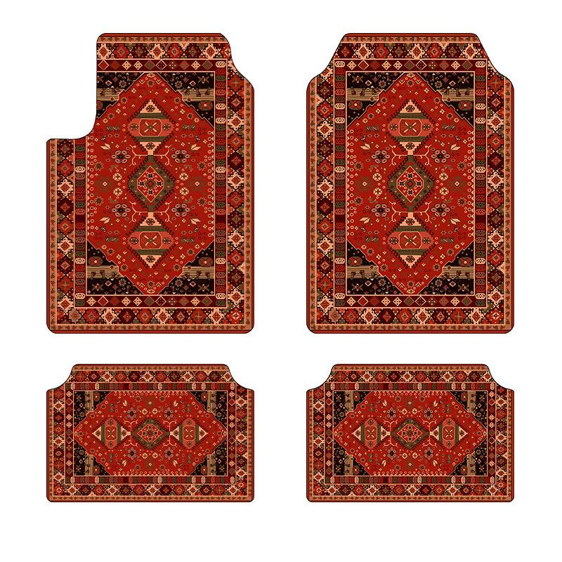 Vintage Persia Kilim Complete Car Foot Mat Machine Made Suede Anti-Skid PVC Bottom Wear Resistant Universal Car Interior Rug