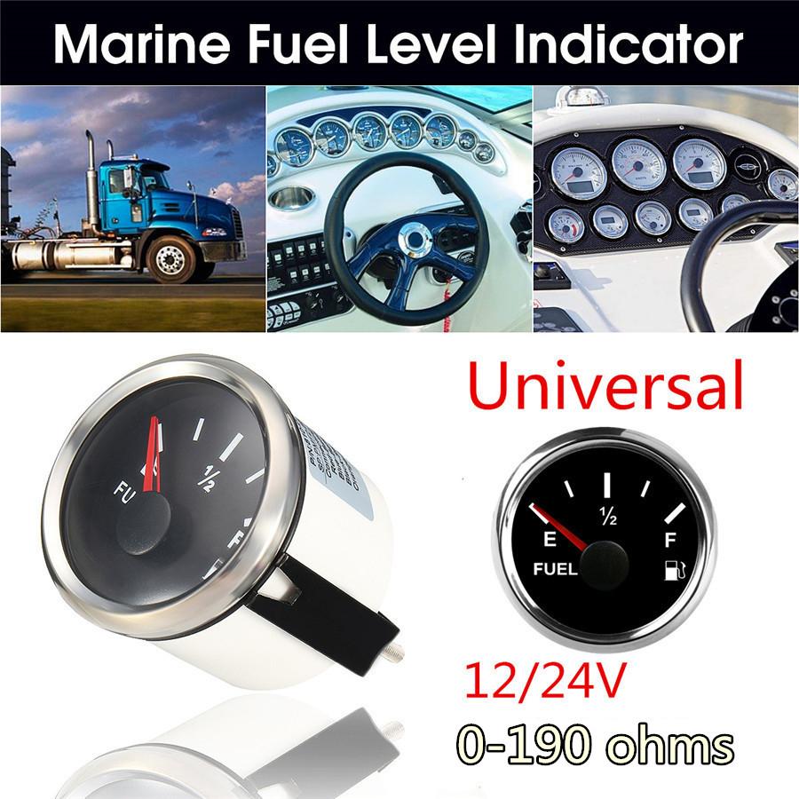 52mm Waterproof Fuel Level Gauge 0-90 Ohms 9-32VDC For Car Truck Motorcycle 24V