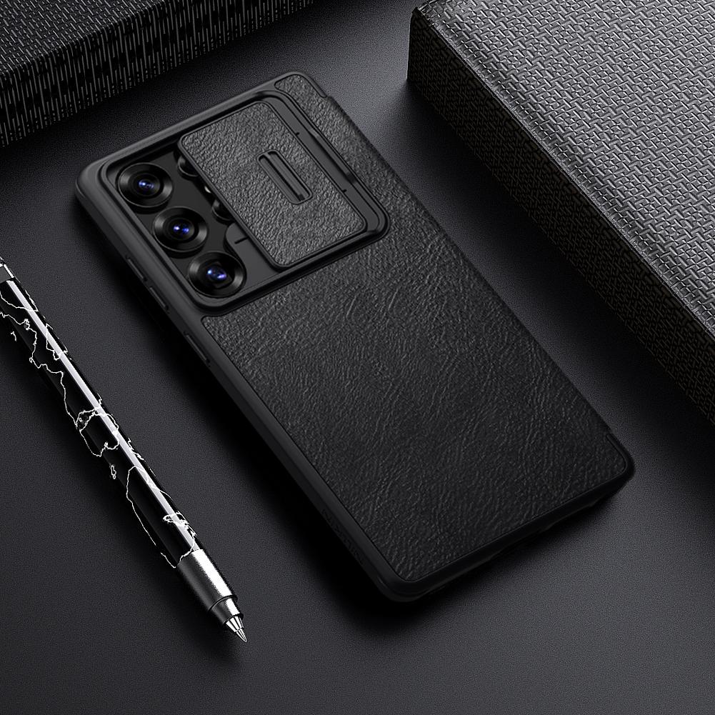 Чехол-книжка NILLKIN для Samsung Galaxy S25 Ultra с защитой камеры, защитой объектива, кошельком, кожаный флип-чехол, кожаная обложка