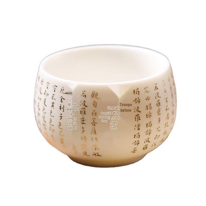 Master Hongyi Calligraphy Dehua White Porcelain Heart Sutra Tasting Cup