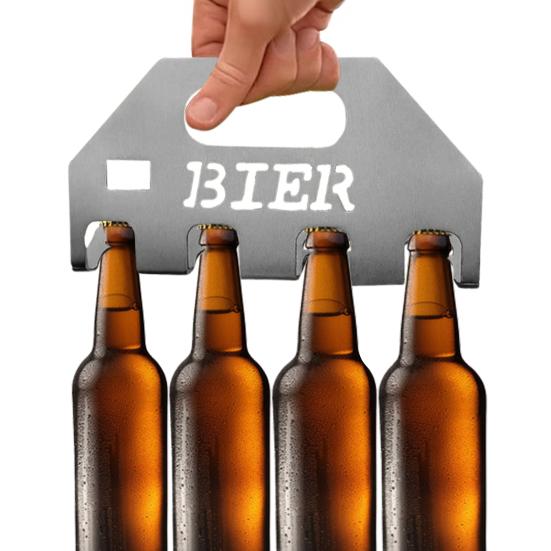 Beer Bottle Opener Carrier Stainless Steel Can Opener for 4 Bottles Heavy