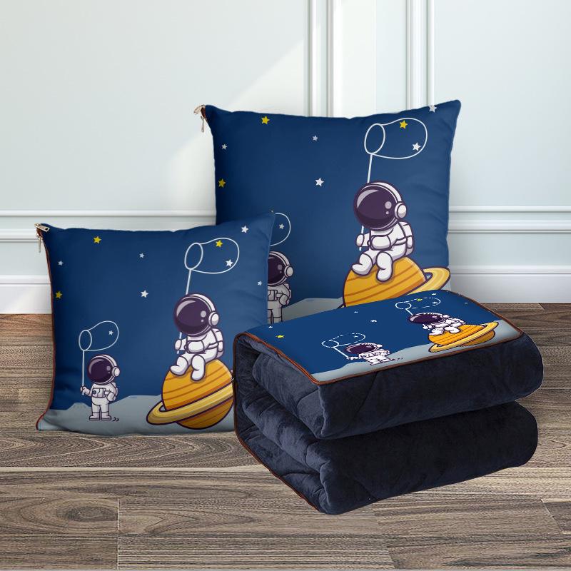 Персонализированная мультяшная флисовая плюшевая подушка-плед