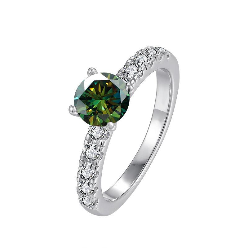 Bague Ringen Женское кольцо с муассанитом и бриллиантом цвета D, 1 карат, свадебное ювелирное изделие из стерлингового серебра 925 пробы, классический дизайн с четырьмя когтями, подарок