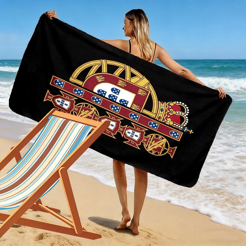 Portuguese Heritage Emblem beach towel Outdoor camping soft swim Outdoor pool towel Absorbent bath towel printing Comfort Travel and vacation towels