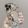 Зеркальный чехол для телефона для iPhone 16 11 13 14 для 16 Pro 12 13 15 16 Pro Max для Samsung A15 A16 A35 A55 Милый чехол для телефона с облаком, цветком и щенком с гальваническим покрытием