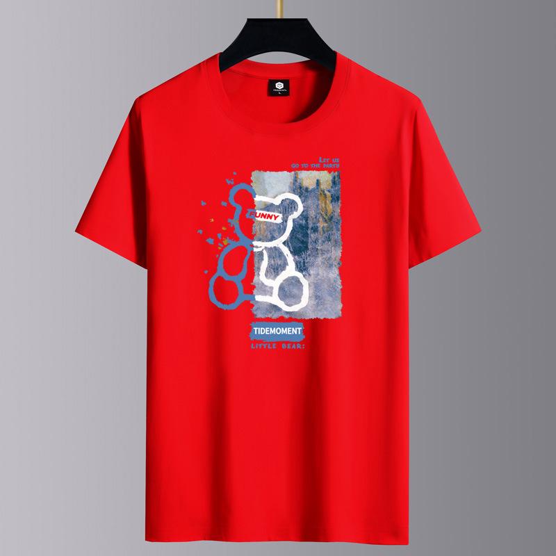 Мужская летняя 2025 хлопковая свободная повседневная футболка с коротким рукавом