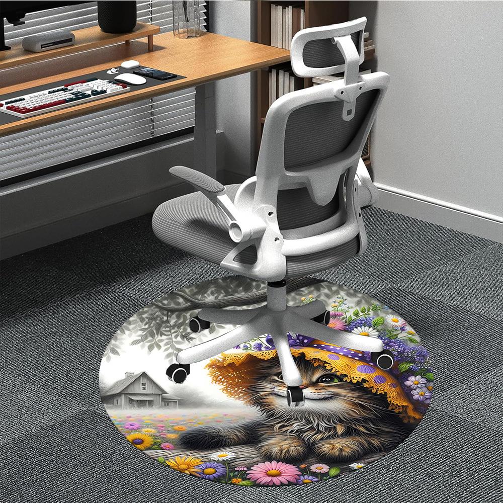 1 шт. Цветочный коврик CatChair для офиса, помещения, нескользящий, моющийся, из полиэфирного волокна, коврик для офиса, машинная стирка