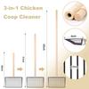 Large Chicken Poop Scooper Stainless Steel Chicken Coop Cleaning Shovel with Wooden Handle 3-in-1 Litter Scoop for Chicken Coop Accessories