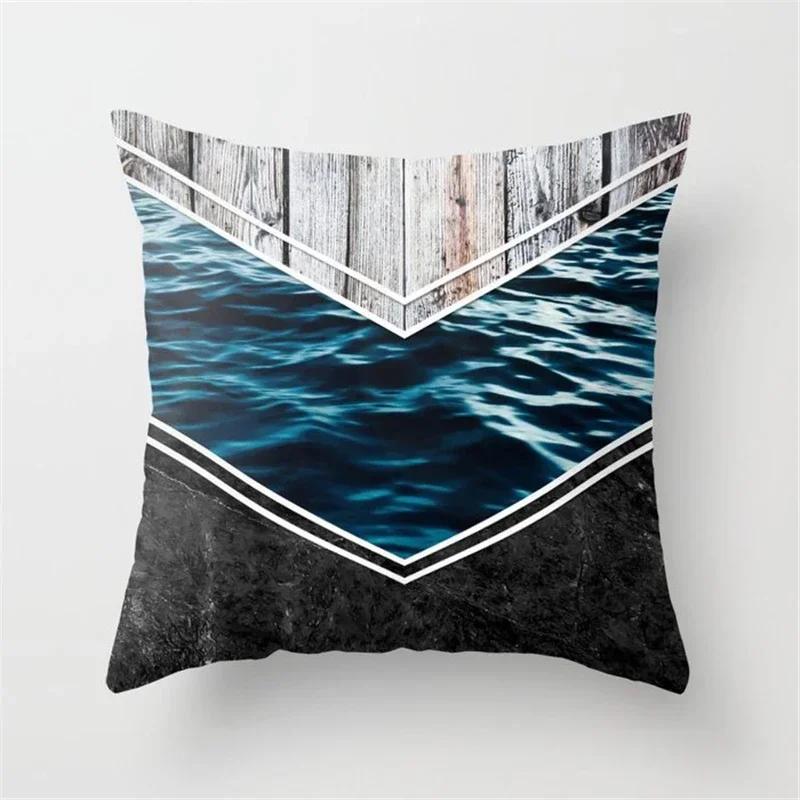 45x45cm Creative Wood Texture Marble Pillowcases Fashion Geometric Cushions Case Farmhouse Home Decor Sofa Couch Throw Pillows