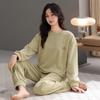 Пижама из флиса Island Женская осенне-зимняя тонкий флис коралловый флис теплая домашняя одежда простой фланелевый весенне-осенний повседневный костюм