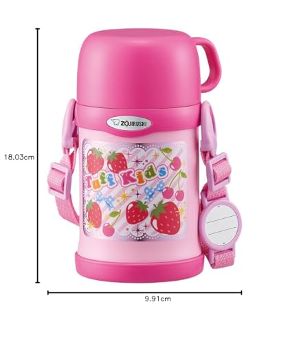 Бутылка для воды ZOJIRUSHI из нержавеющей стали, спортивная бутылка для детей, 2-сторонняя, с трубочкой и чашкой, 450 мл, розовая, SC-ZT45-PA