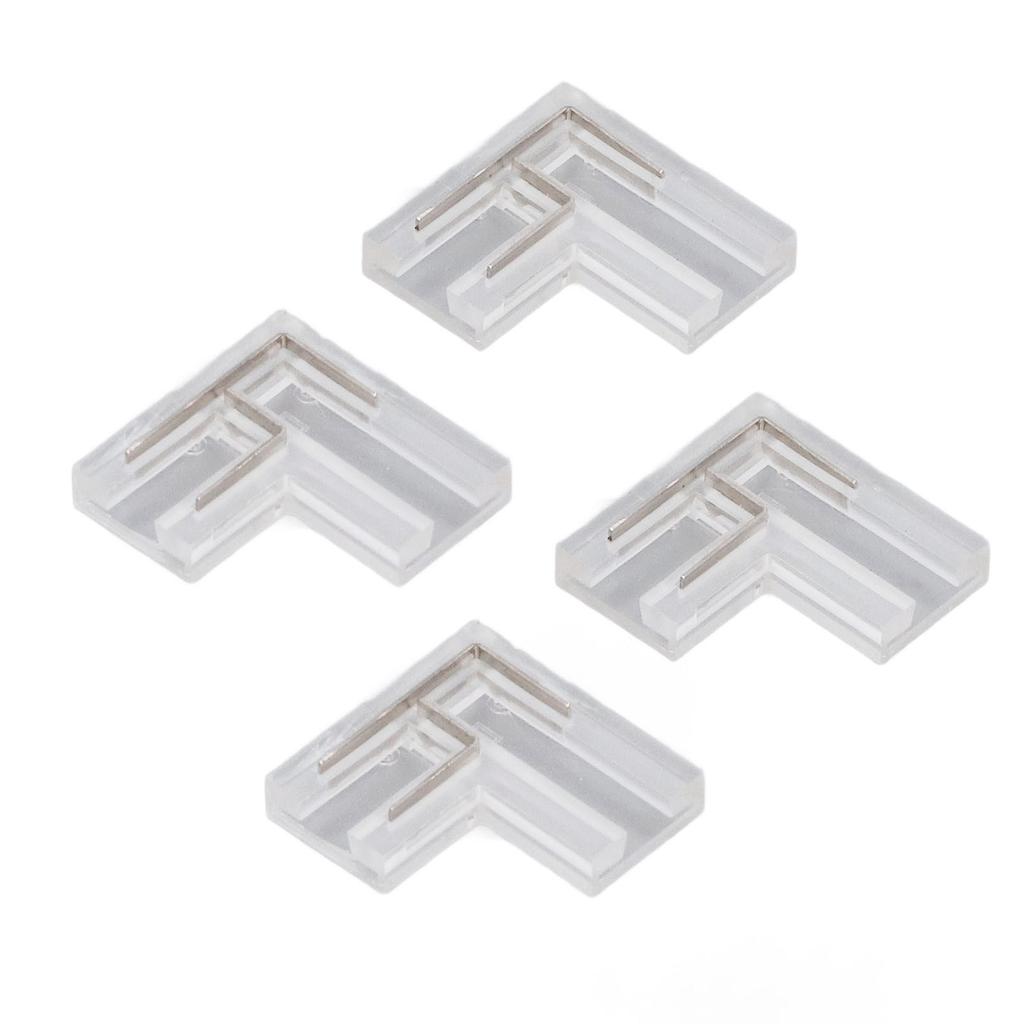 20Pcs FCOB COB Connector Transparent L Corner Shaped 8mm 0.31in 2 Pin V+v‑ Single Color LED Strip Connector