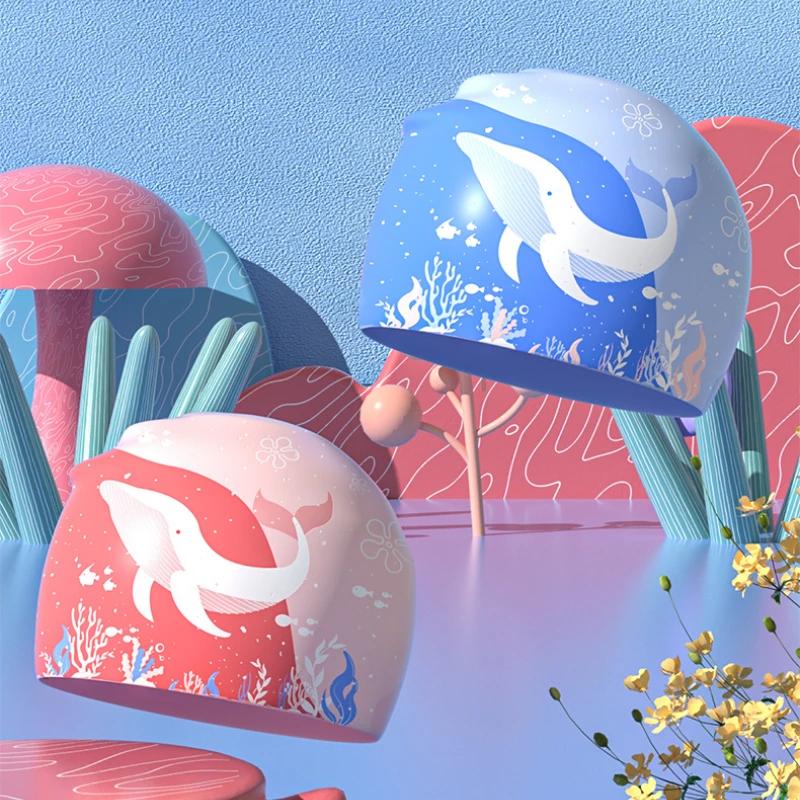 Силиконовые шапочки для плавания для мальчиков и девочек, милые шапочки для плавания с героями мультфильмов, удобная защита ушей, детская шапочка для плавания, аксессуары для бассейна