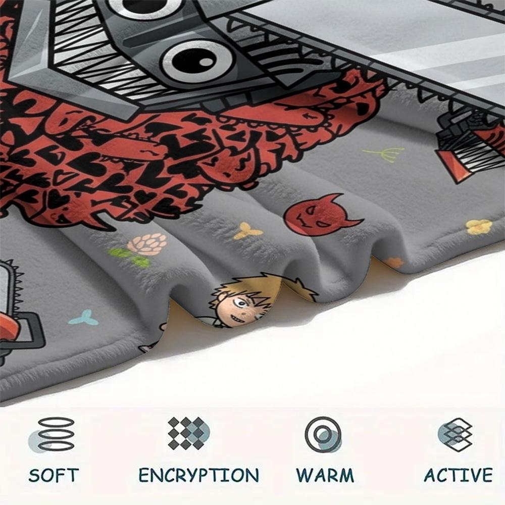 1PC Chainsaw Man Patterned Flannel Blanket Suitable For All Seasons For Home Decor Warmth And Comfort Gifts Holiday Present